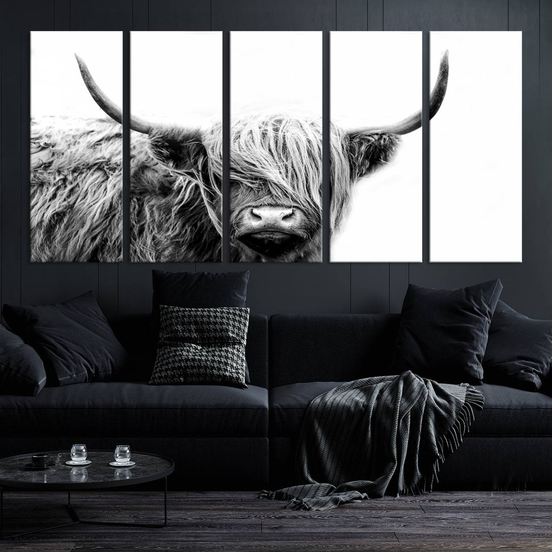 Scottish Cow Stuffed Animal Wall Art Canvas