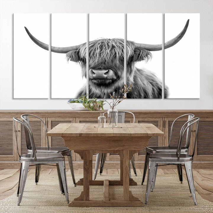 Scottish Cow Stuffed Animal Wall Art Canvas