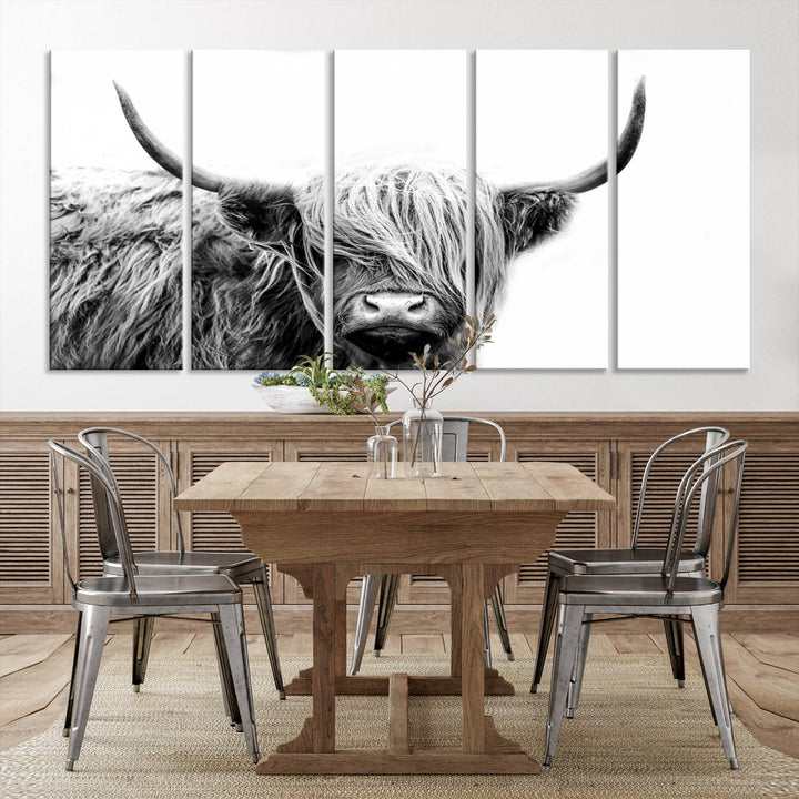 Scottish Cow Stuffed Animal Wall Art Canvas