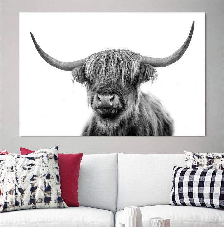 Scottish Cow Stuffed Animal Wall Art Canvas