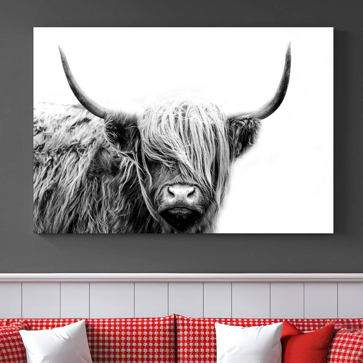 Scottish Cow Stuffed Animal Wall Art Canvas