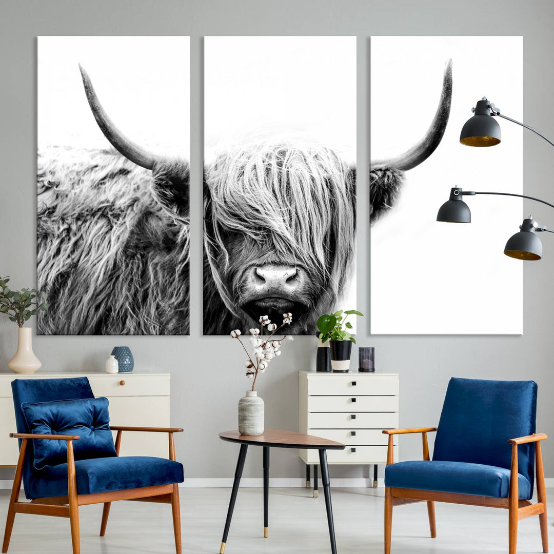 Scottish Cow Stuffed Animal Wall Art Canvas