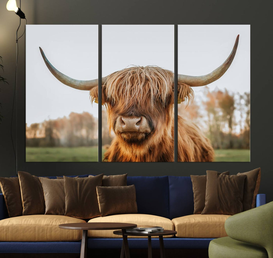 Scottish Cow Stuffed Animal Wall Art Canvas