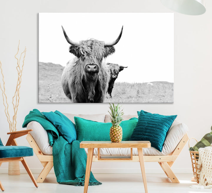 Beautiful Highland Cow Canvas Wall Art Modern Home Decor