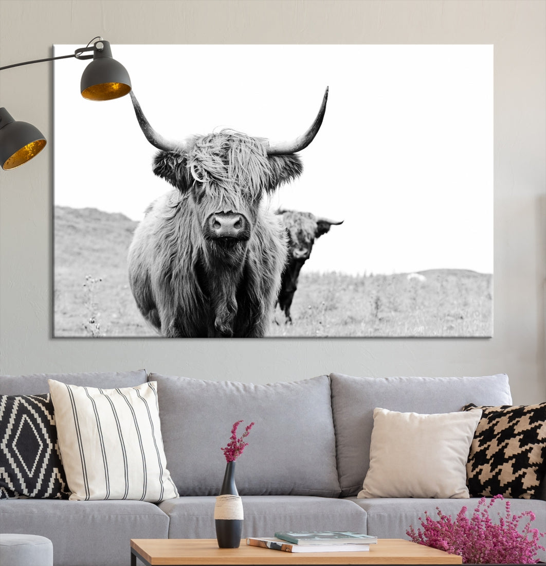 Beautiful Highland Cow Canvas Wall Art Modern Home Decor