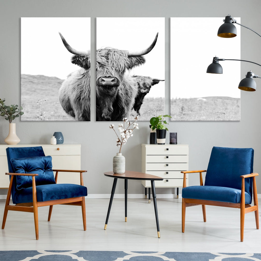 Beautiful Highland Cow Canvas Wall Art Modern Home Decor