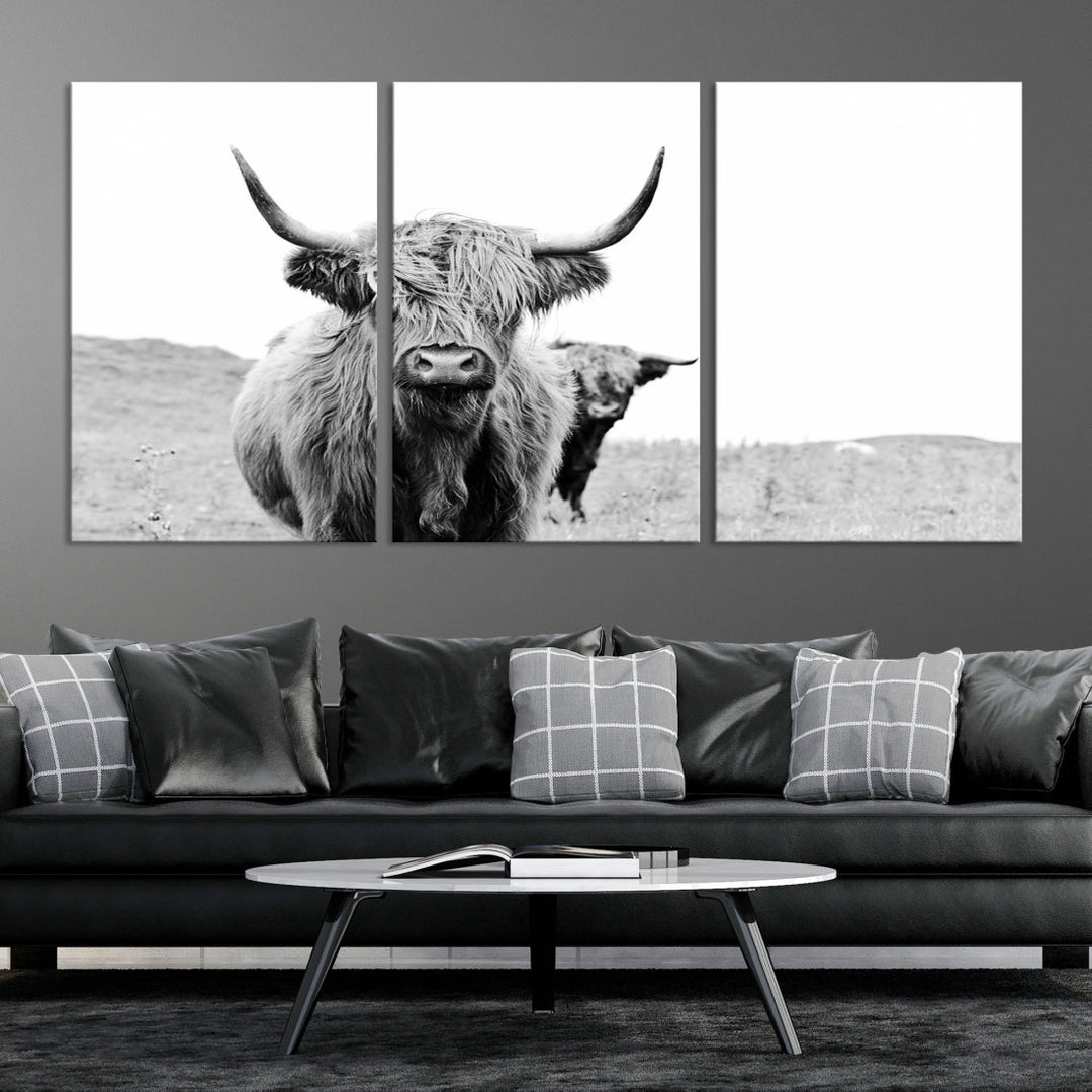 Beautiful Highland Cow Canvas Wall Art Modern Home Decor