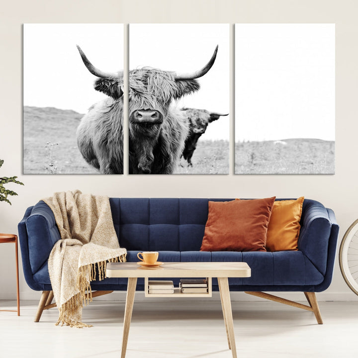 Beautiful Highland Cow Canvas Wall Art Modern Home Decor