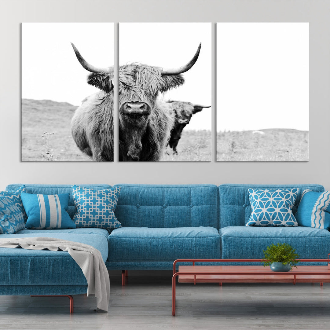 Beautiful Highland Cow Canvas Wall Art Modern Home Decor