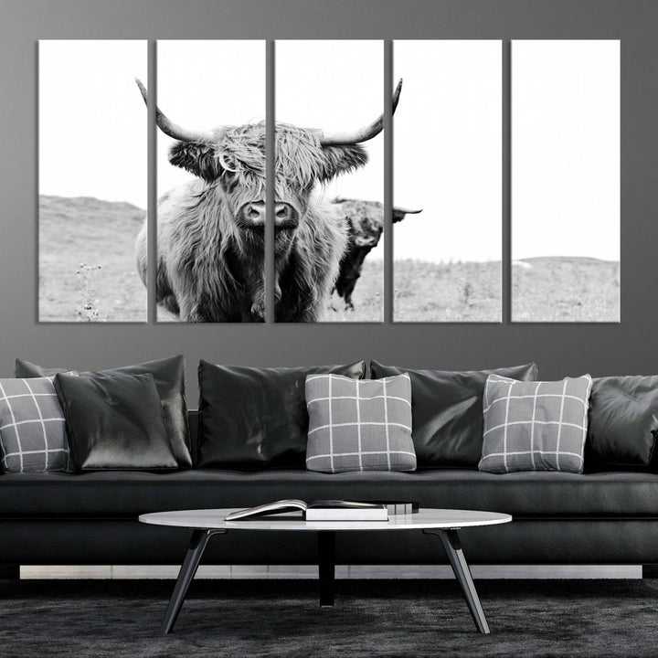 Beautiful Highland Cow Canvas Wall Art Modern Home Decor