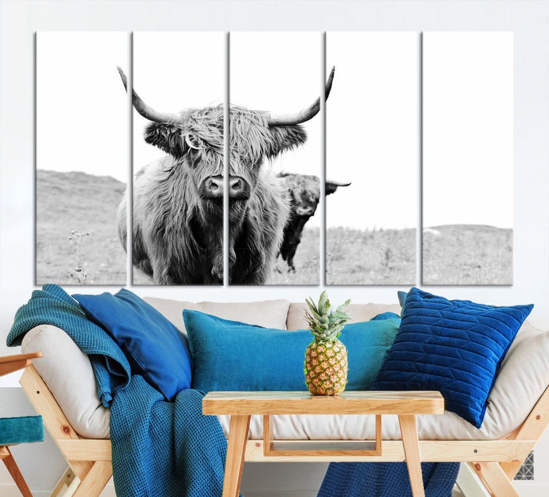 Beautiful Highland Cow Canvas Wall Art Modern Home Decor