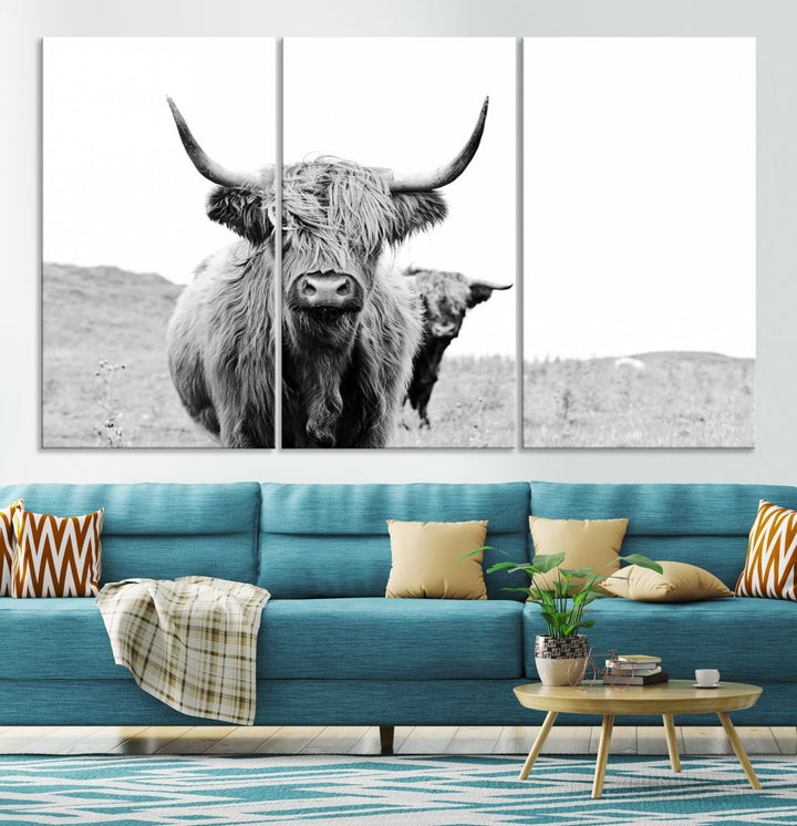 Beautiful Highland Cow Canvas Wall Art Modern Home Decor