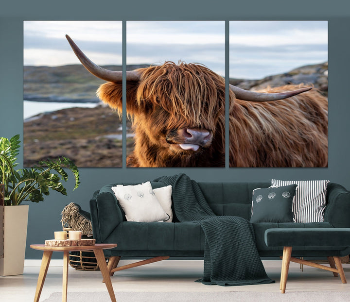 Cuddly Highland Cow Canvas Photo Wall Art Print Highlands Art Cute Animal Wall Art