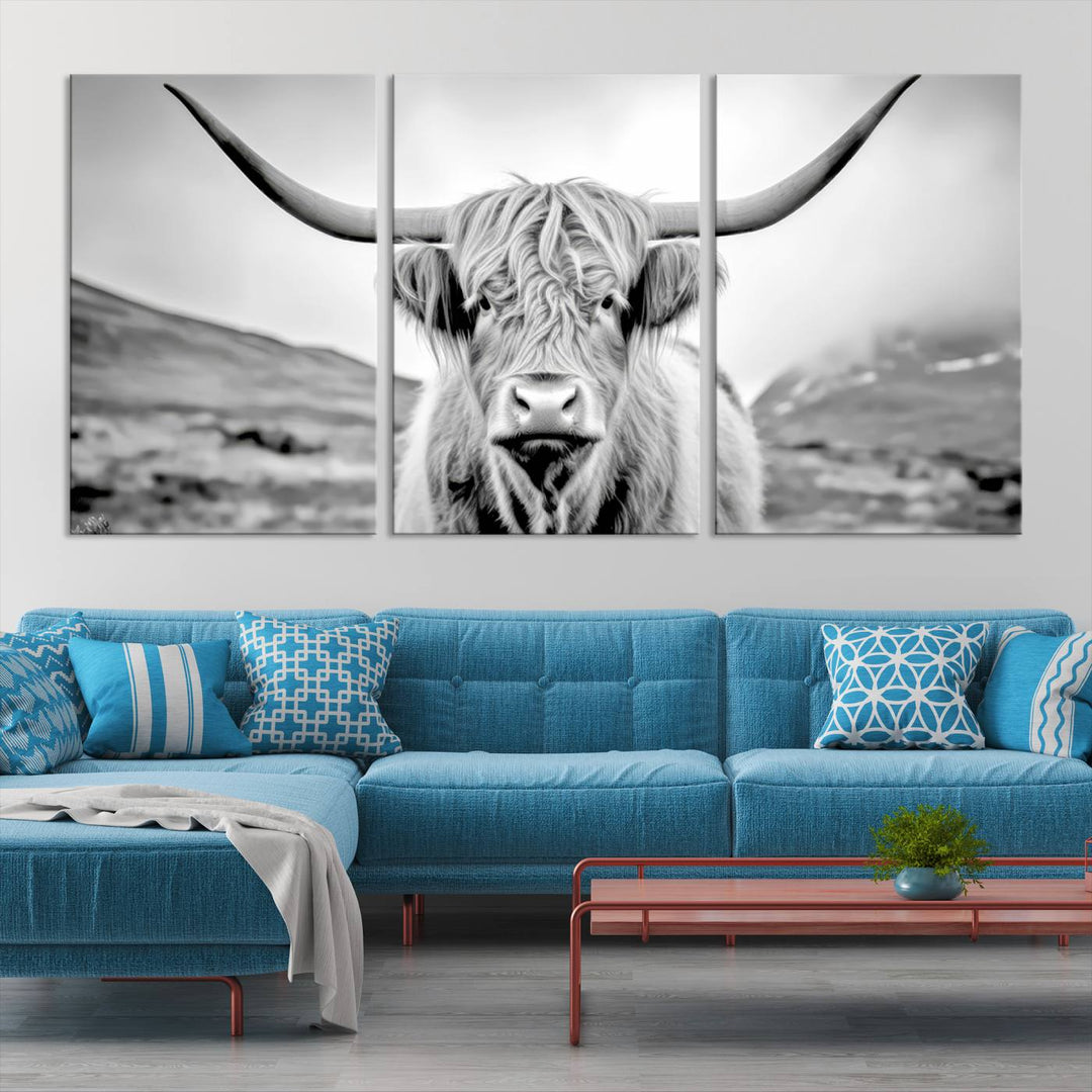 Scottish Highland Cow Wall Art Canvas Print