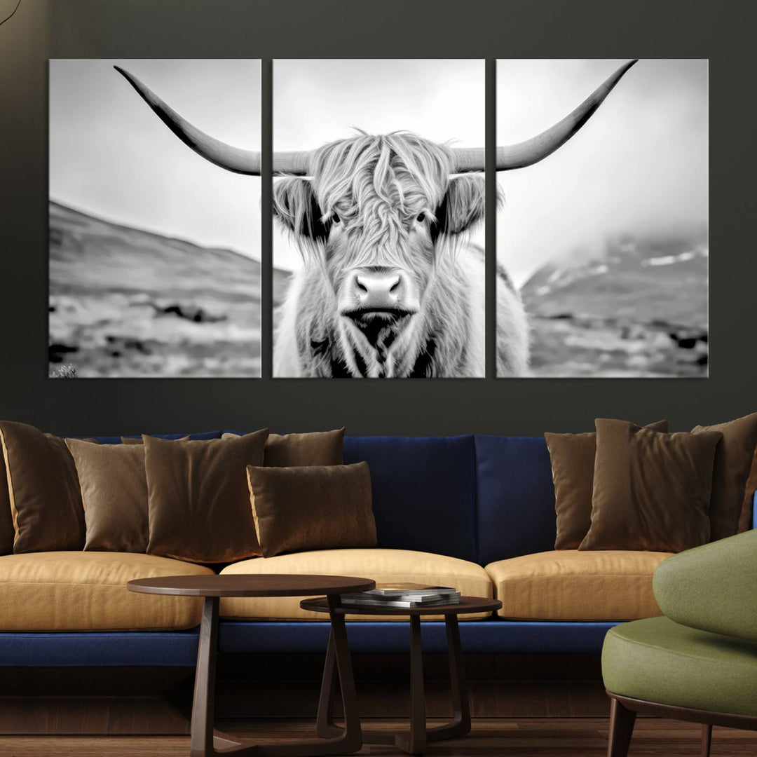 Scottish Highland Cow Wall Art Canvas Print