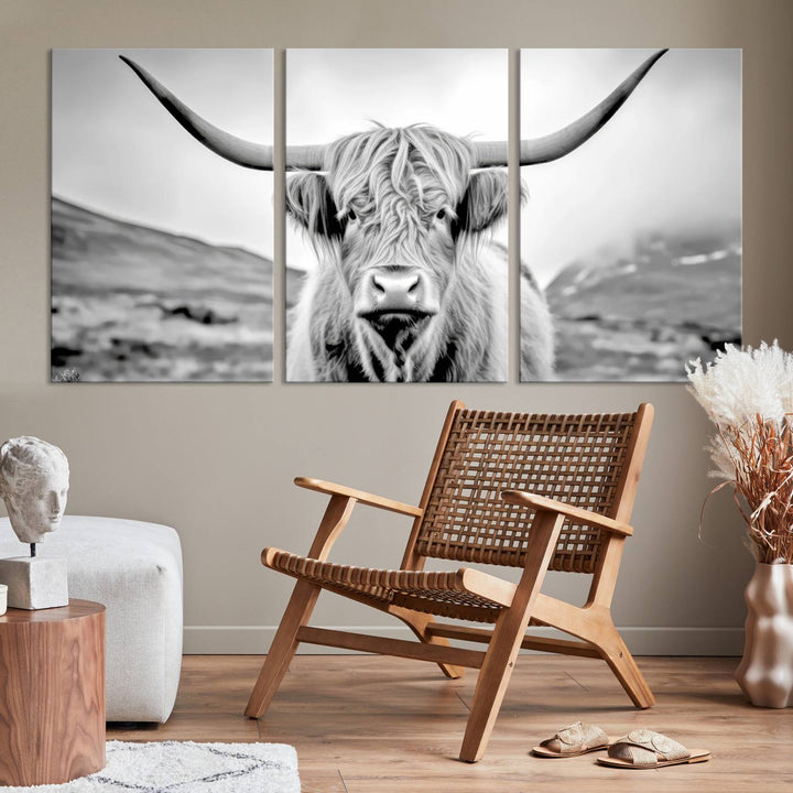 Scottish Highland Cow Wall Art Canvas Print