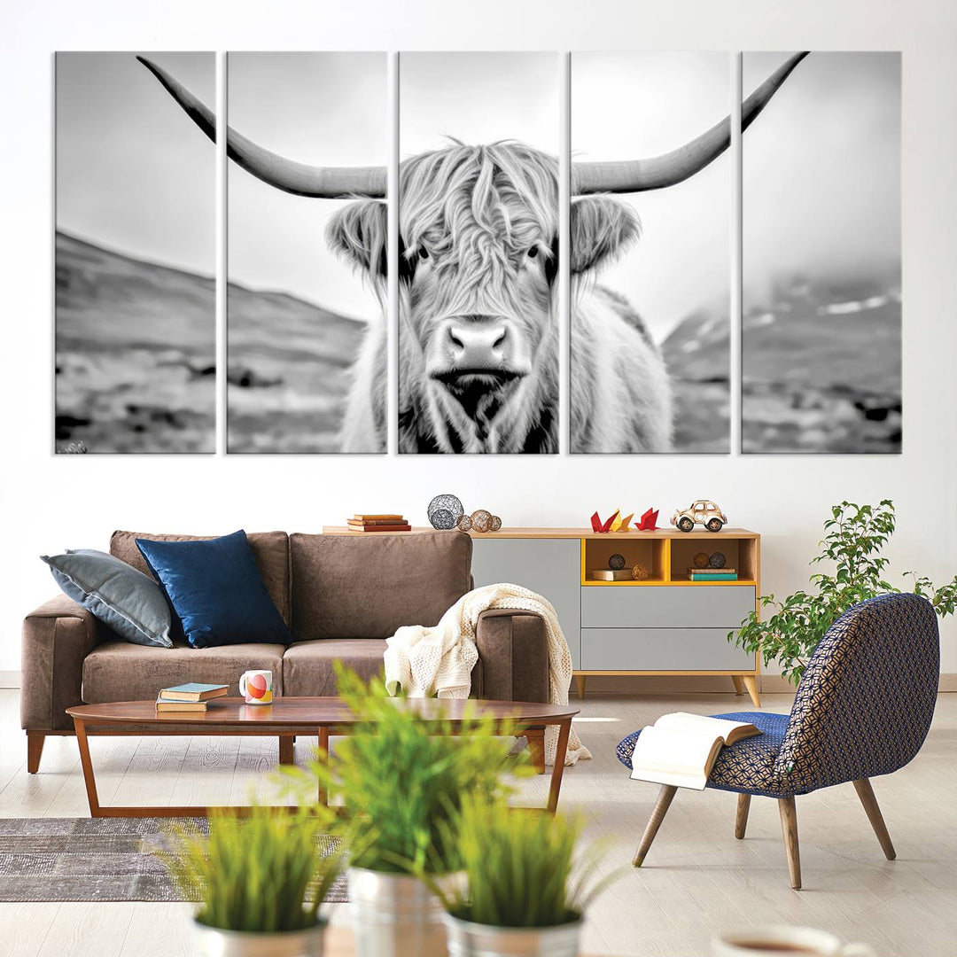 Scottish Highland Cow Wall Art Canvas Print