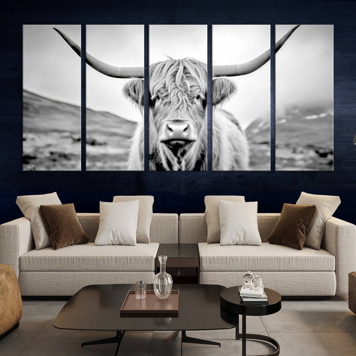 Scottish Highland Cow Wall Art Canvas Print