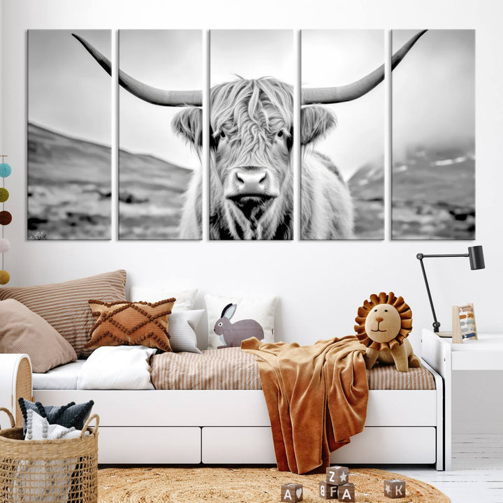 Scottish Highland Cow Wall Art Canvas Print