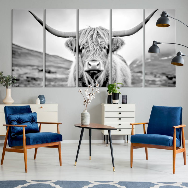 Scottish Highland Cow Wall Art Canvas Print