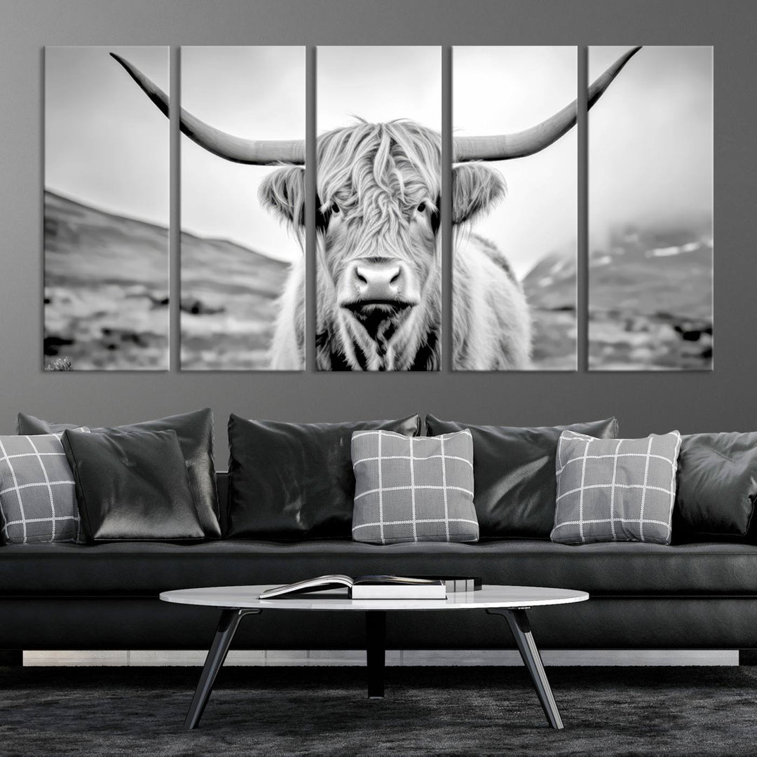 Scottish Highland Cow Wall Art Canvas Print