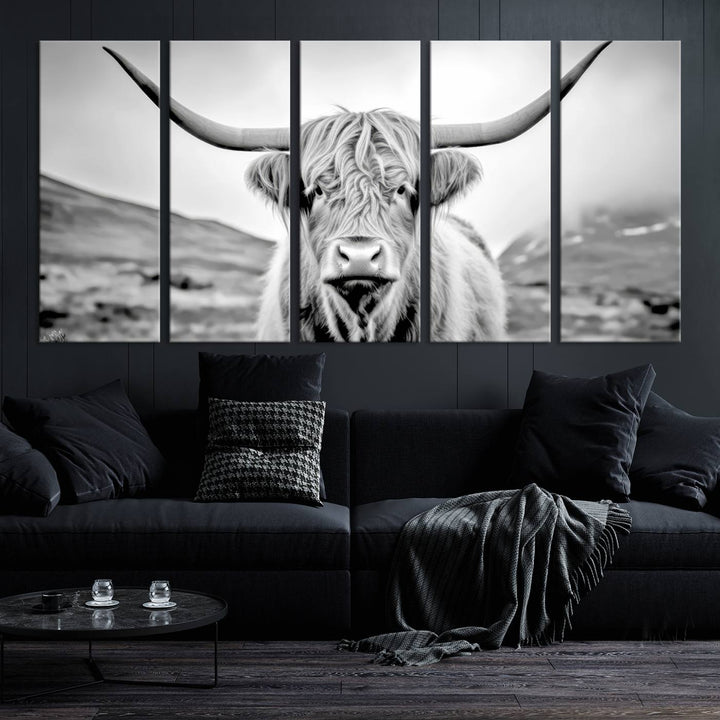 Scottish Highland Cow Wall Art Canvas Print