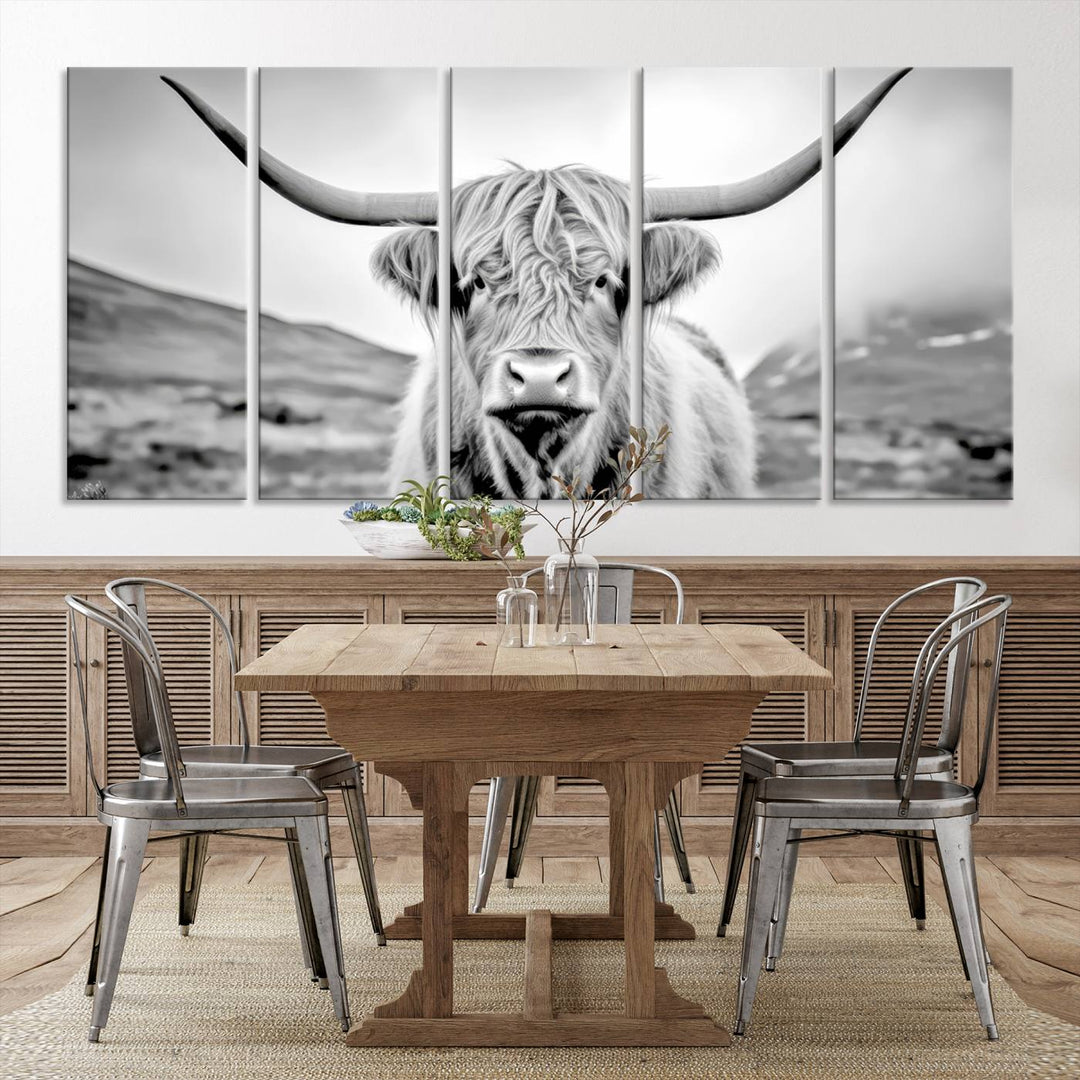 Scottish Highland Cow Wall Art Canvas Print