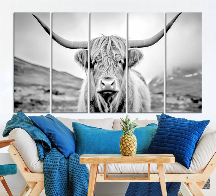 Scottish Highland Cow Wall Art Canvas Print