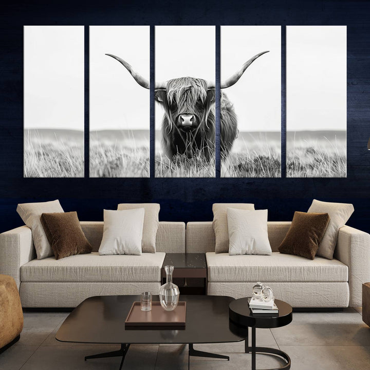 Scottish Highland Cow Wall Art Canvas Print