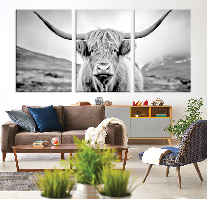 Scottish Highland Cow Wall Art Canvas Print