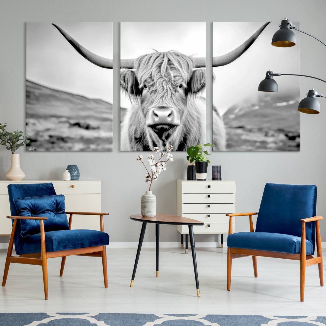 Scottish Highland Cow Wall Art Canvas Print