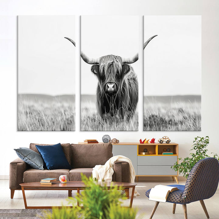 Scottish Highland Cow Wall Art Canvas Print