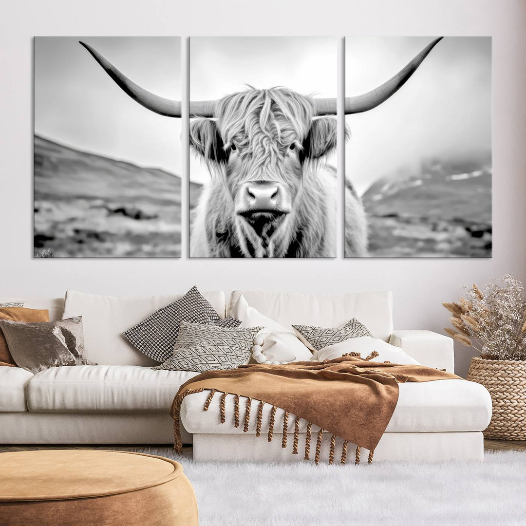 Scottish Highland Cow Wall Art Canvas Print