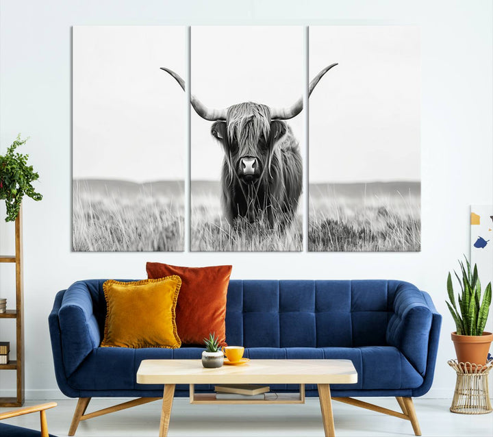 Scottish Highland Cow Wall Art Canvas Print