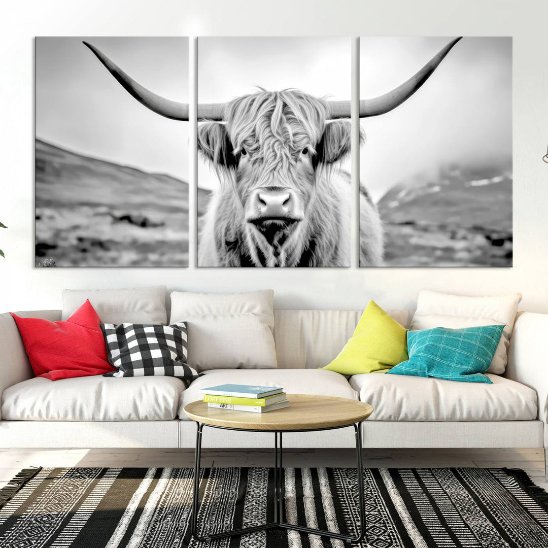 Scottish Highland Cow Wall Art Canvas Print