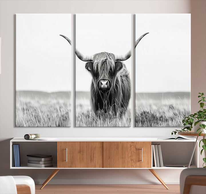 Scottish Highland Cow Wall Art Canvas Print