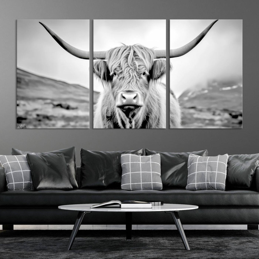 Scottish Highland Cow Wall Art Canvas Print