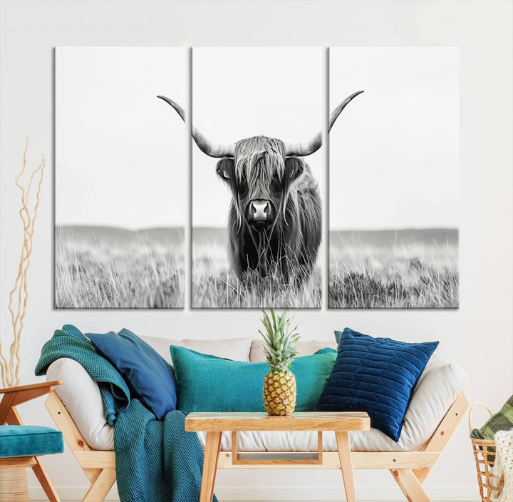 Scottish Highland Cow Wall Art Canvas Print