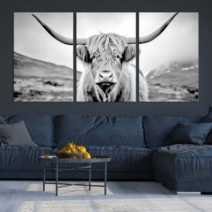 Scottish Highland Cow Wall Art Canvas Print