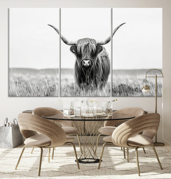 Scottish Highland Cow Wall Art Canvas Print