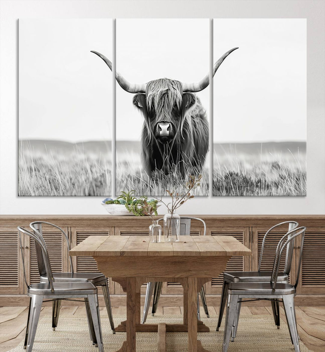 Scottish Highland Cow Wall Art Canvas Print