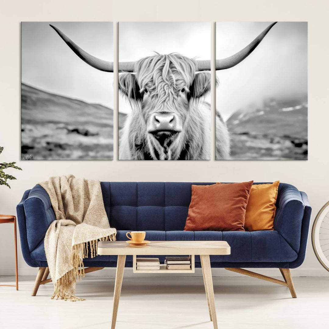 Scottish Highland Cow Wall Art Canvas Print