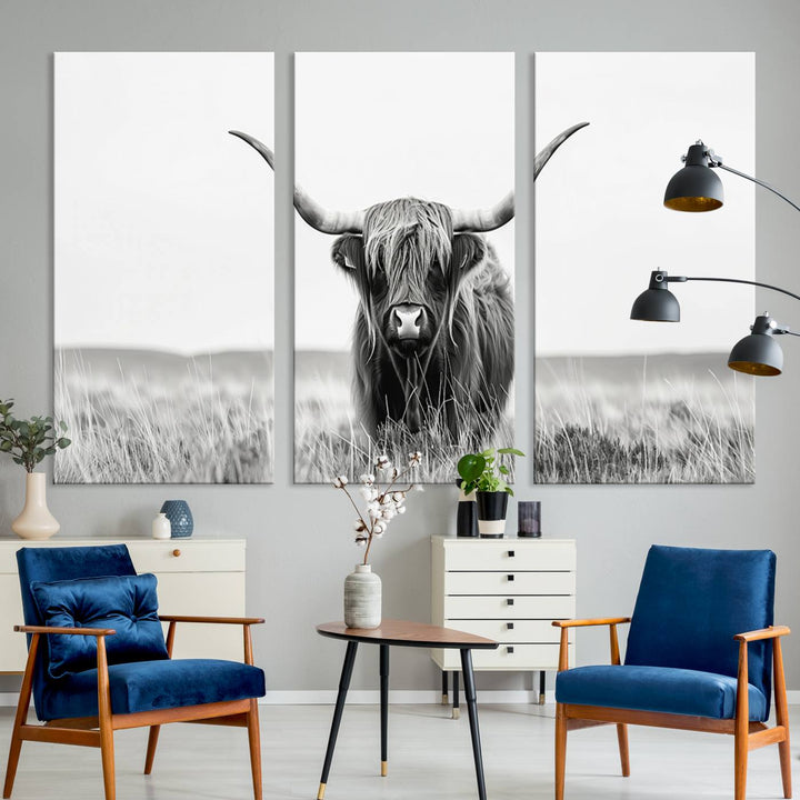 Scottish Highland Cow Wall Art Canvas Print