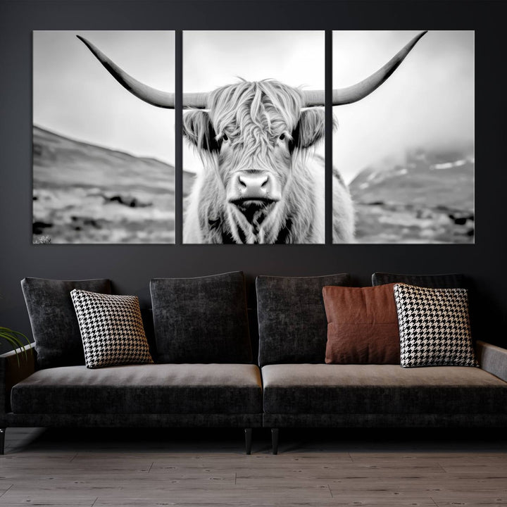 Scottish Highland Cow Wall Art Canvas Print