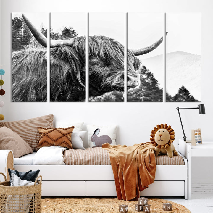 Scottish Longhorn Wall Art Canvas Print