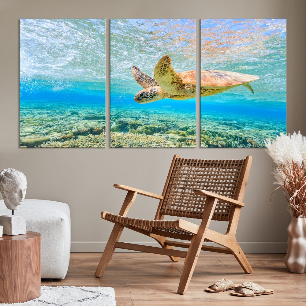 Sea Turtle Canvas Wall Art Print Framed Wall Decor Ocean Animal Panel Decor