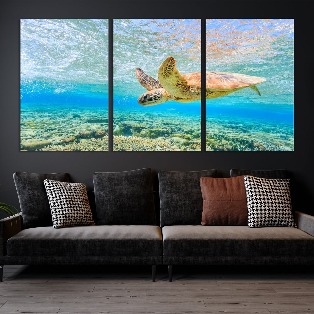 Sea Turtle Canvas Wall Art Print Framed Wall Decor Ocean Animal Panel Decor