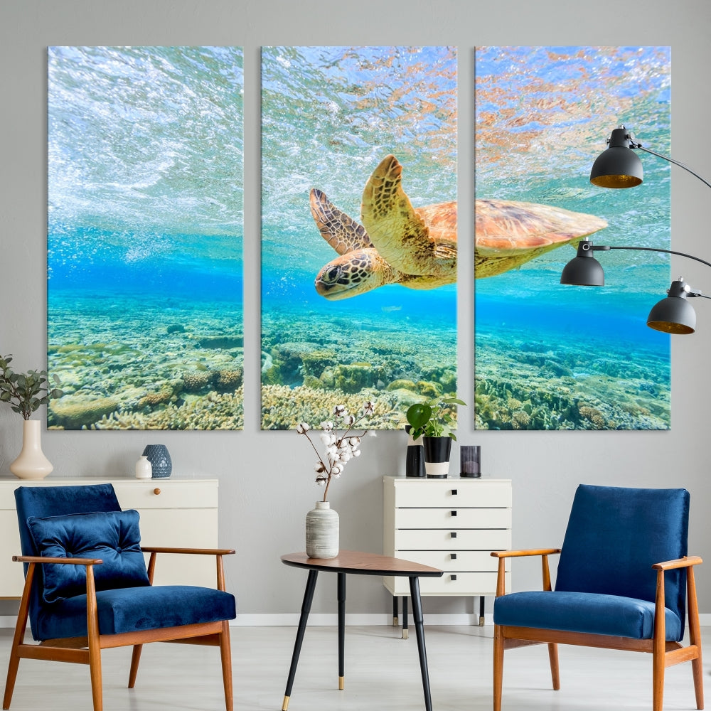 Sea Turtle Canvas Wall Art Print Framed Wall Decor Ocean Animal Panel Decor