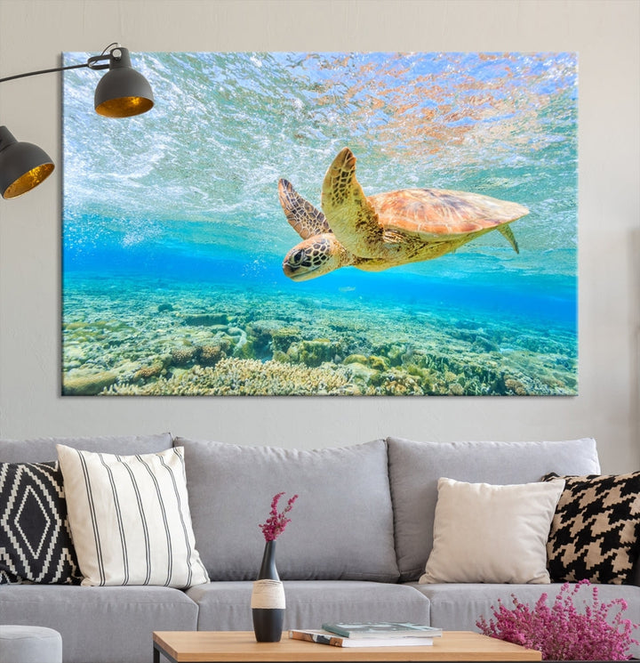 Sea Turtle Canvas Wall Art Print Framed Wall Decor Ocean Animal Panel Decor