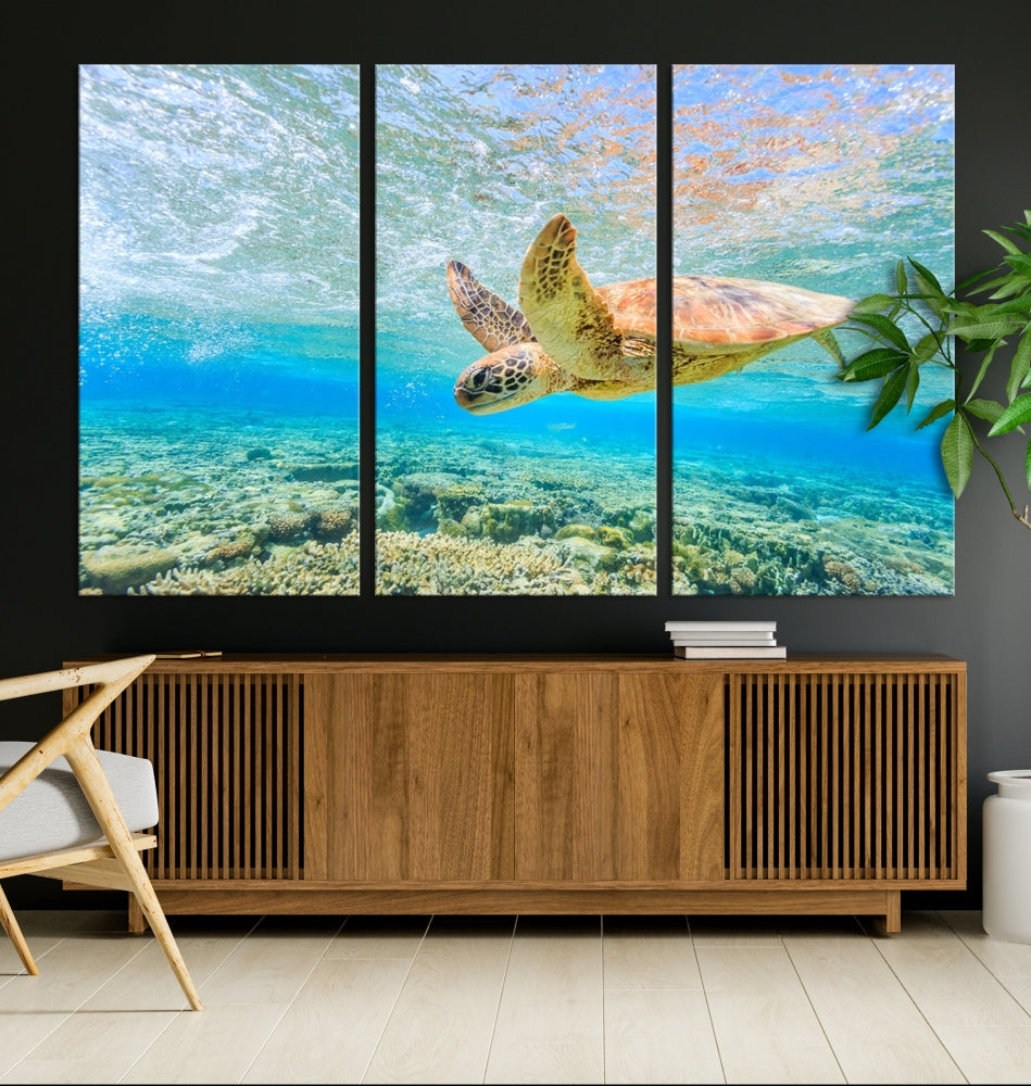 Sea Turtle Canvas Wall Art Print Framed Wall Decor Ocean Animal Panel Decor